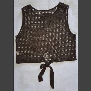 Mustard Seed Black Mesh Top